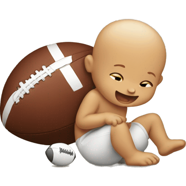 Baby pooping out a football emoji