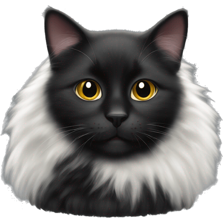 fluffy black cat with white spot on nose emoji