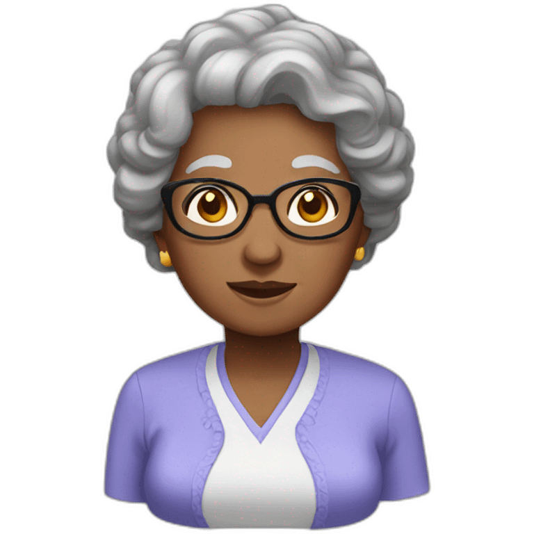 black hair, grandma emoji