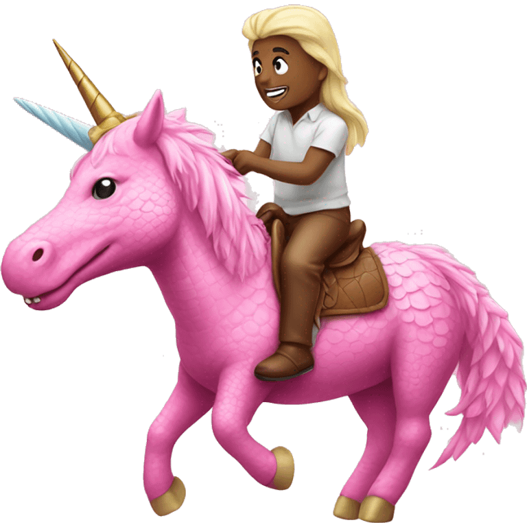 Pink Crocodile riding a unicorn emoji