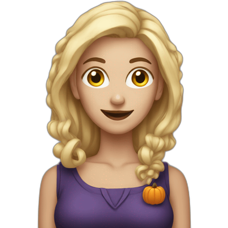 White Woman loving halloween emoji