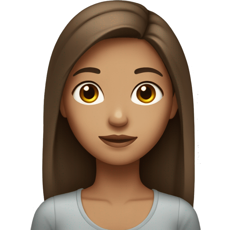 Girl with medium brown hair and brown eyes and tan skin emoji