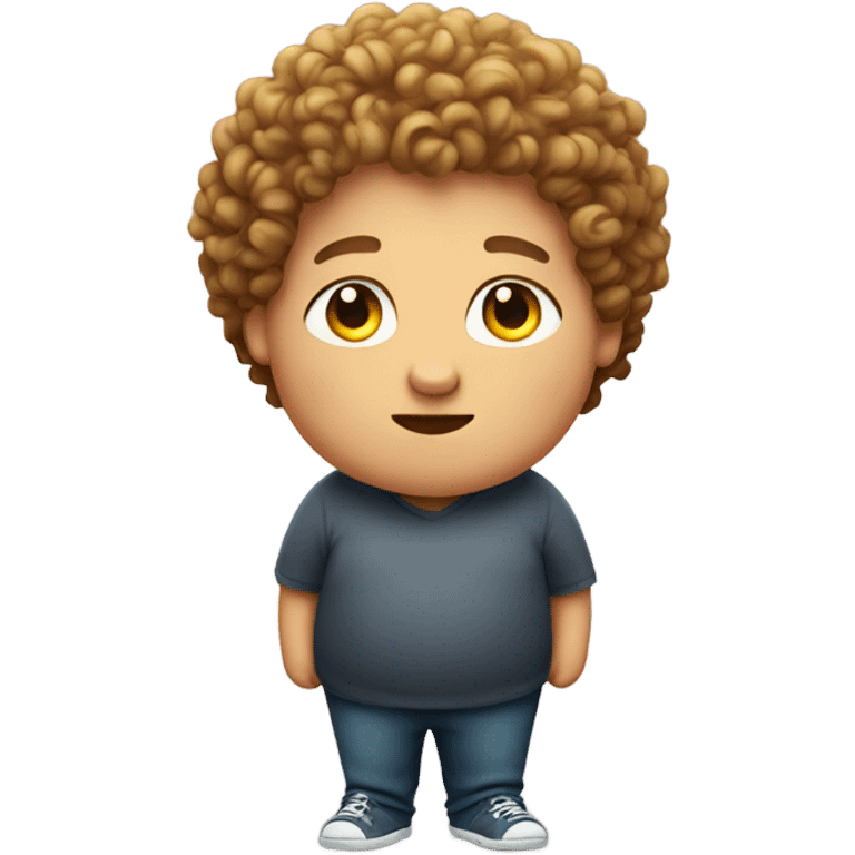 An obese boy with curly hair emoji