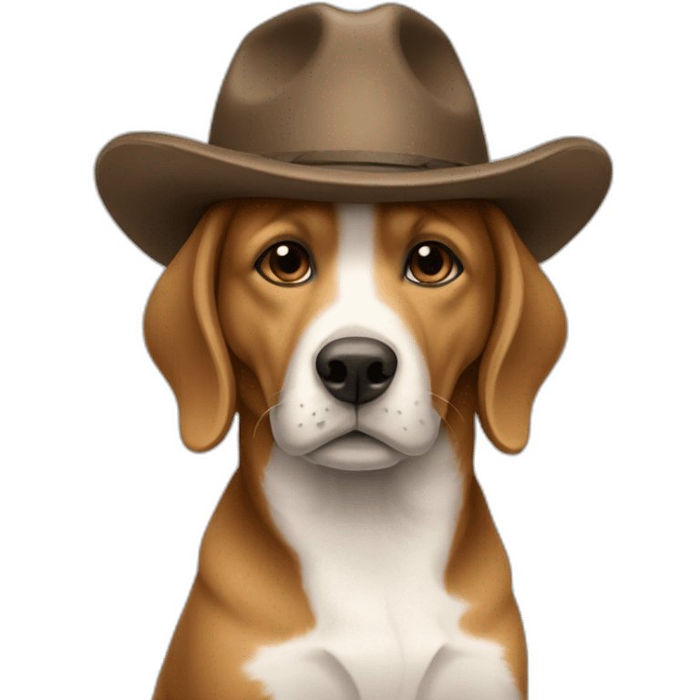 Um cachorro de chapeu emoji