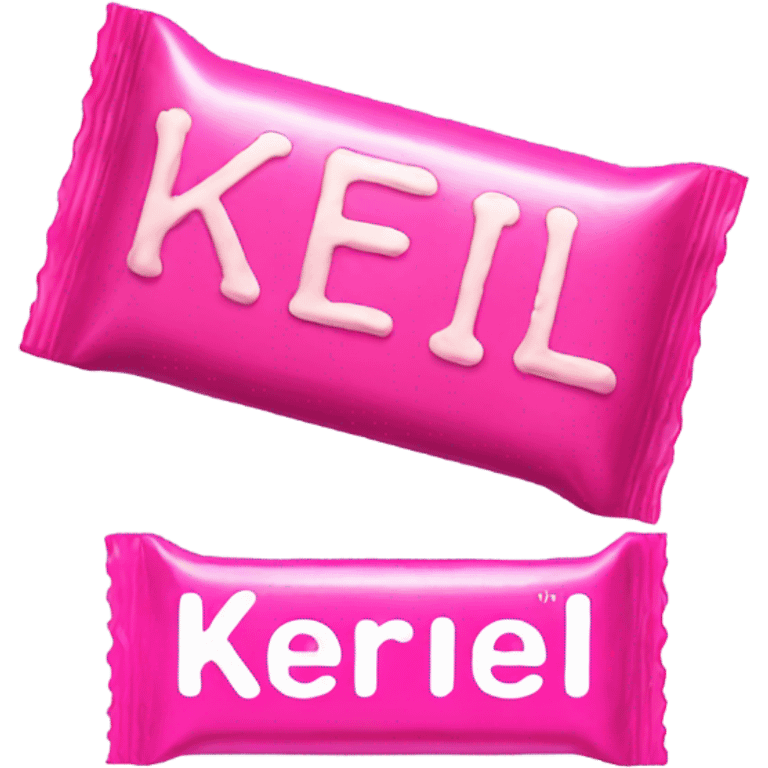 pink candy bar with the inscription “kerlli” emoji