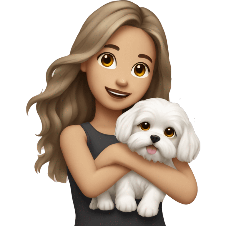 Maltese puppy with light skin Filipino girl owner long wavy hair emoji