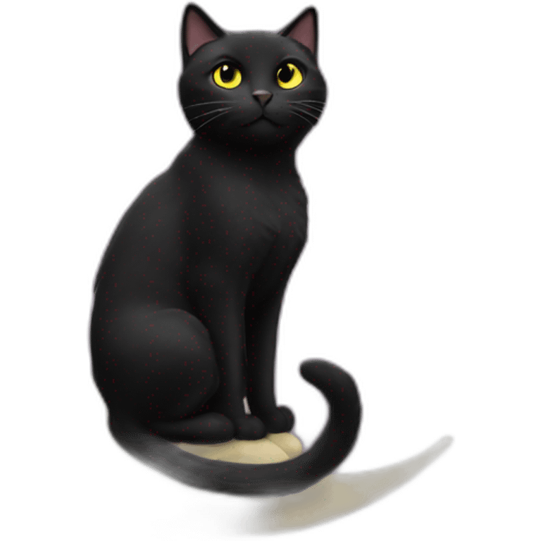 Black Cat on the moon emoji