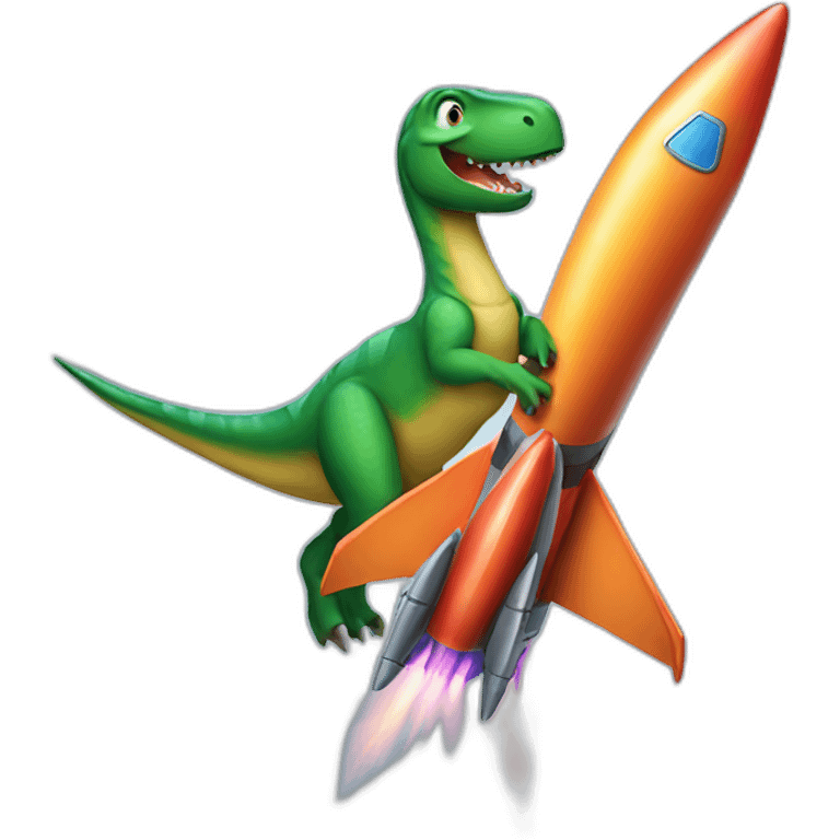 dinosaur riding a rocket emoji