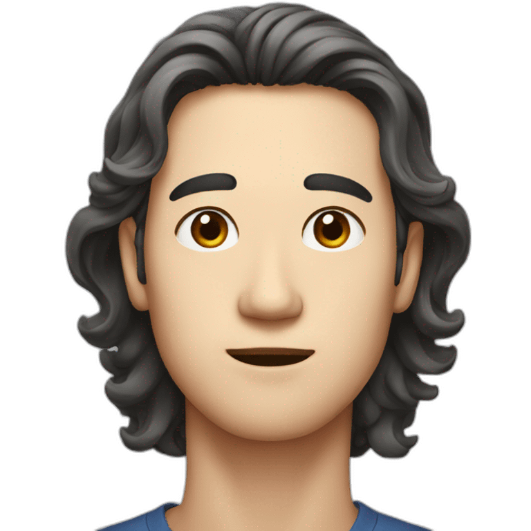 Long face-Korean man with wavy hair emoji