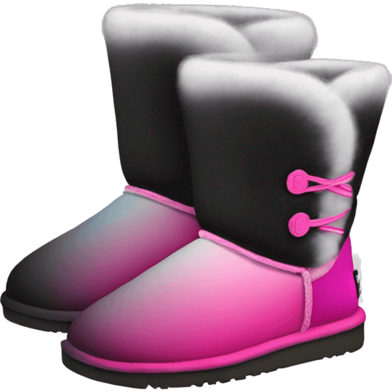 Realistic silver black and hot pink ombre Ugg fur boots. emoji