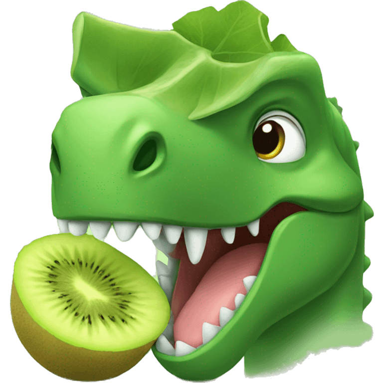 dinosaur eating kiwi emoji