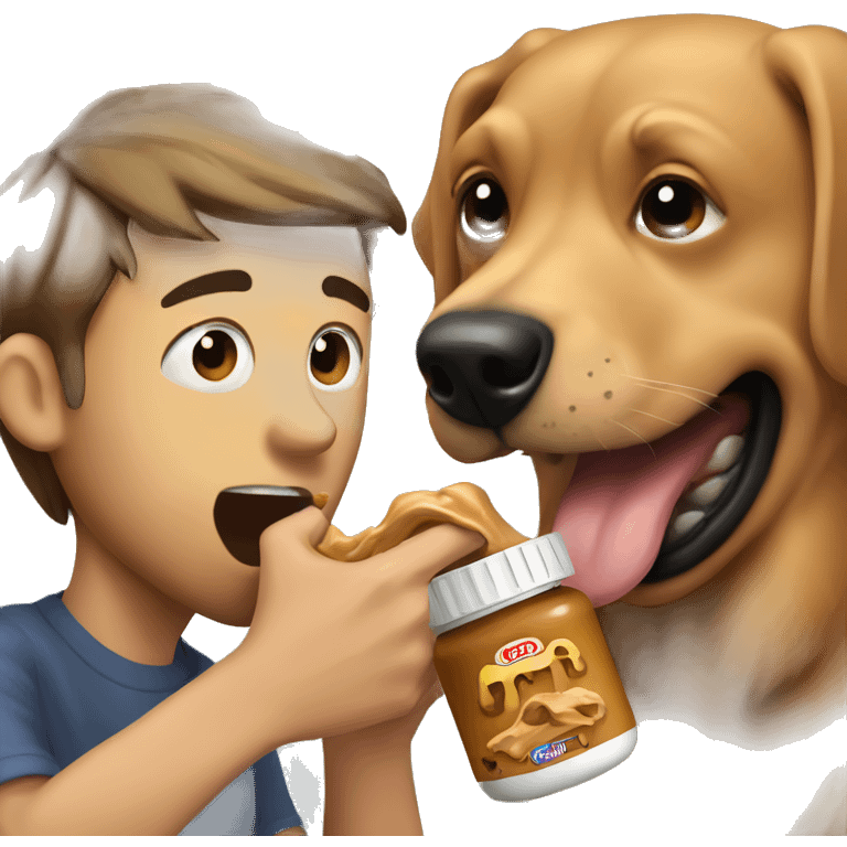 dog licking peanut butter off guy emoji