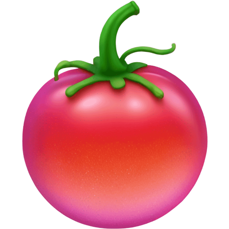 Entire Hot pink ombre tomato with glitter and green stem emoji