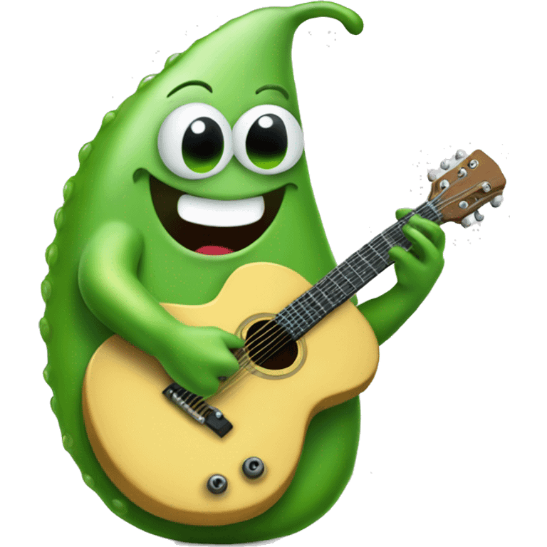 Happy green slug playing guitar emoji