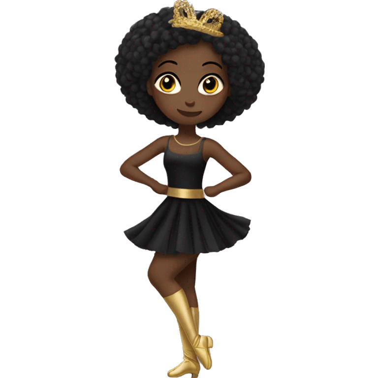 Black bailarina with golden hai she has vitilago and she is wearing a black dress emoji