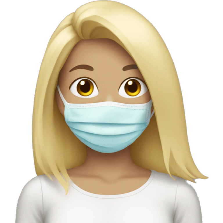 Blonde girl with face mask on emoji