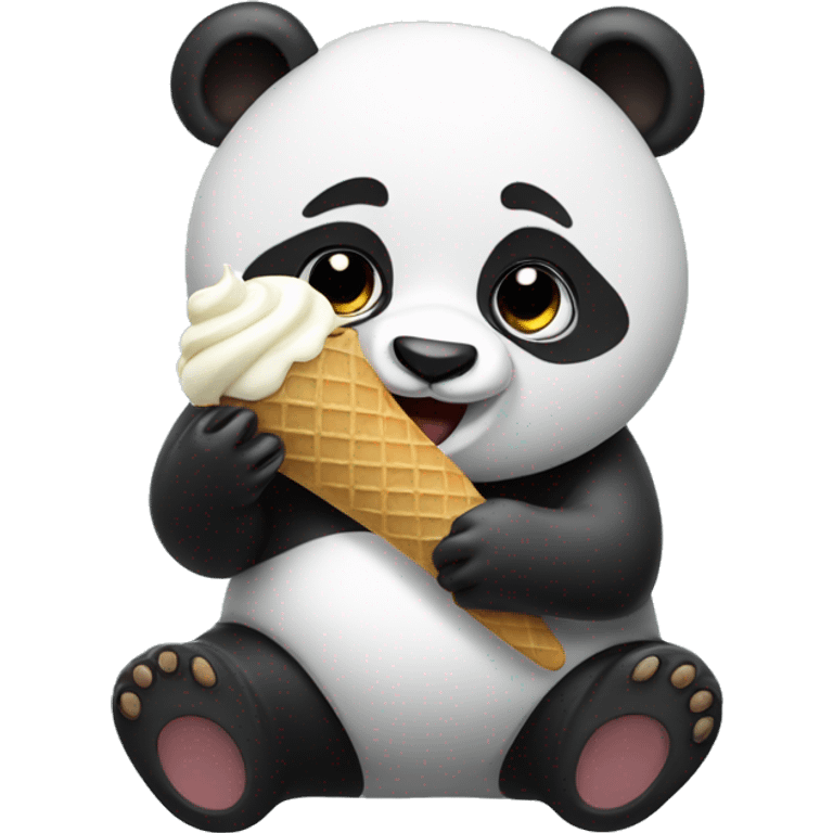 Panda eating ice cream emoji