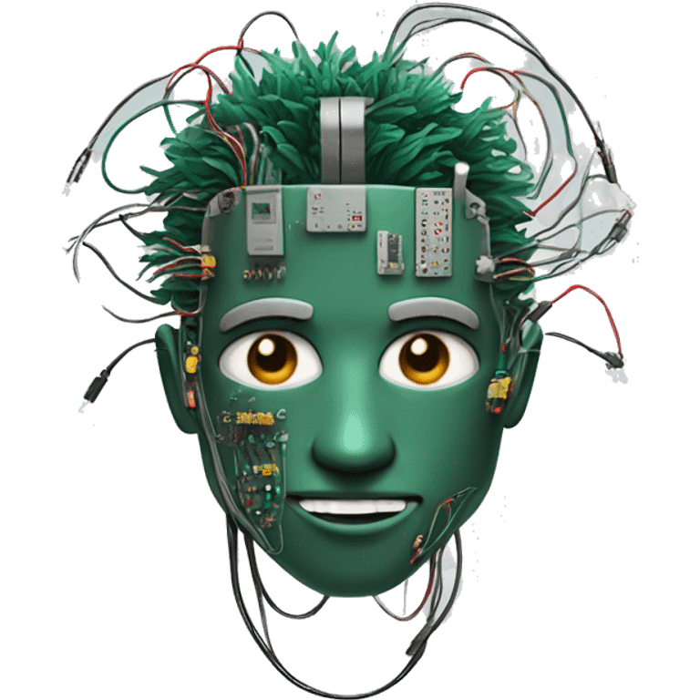 Head Deku cyborg with circuits and wires  emoji