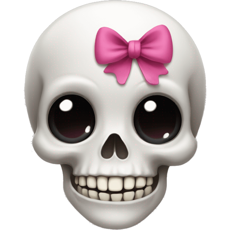 Cute skull with eyelashes and a bow emoji