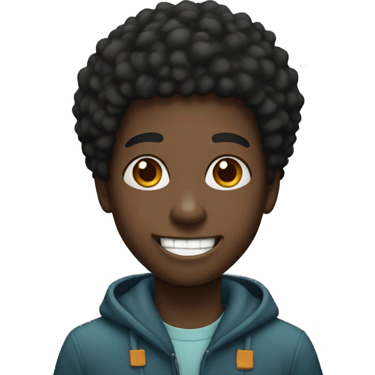 A black boy, with an Afro smiling with a gap in his teeth emoji