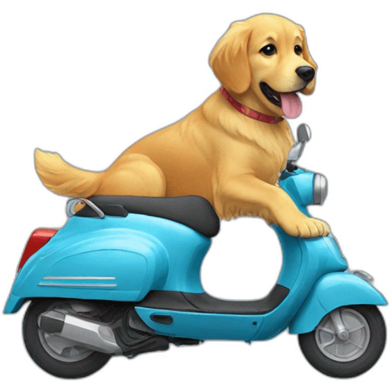 Golden retriever in the scooter emoji