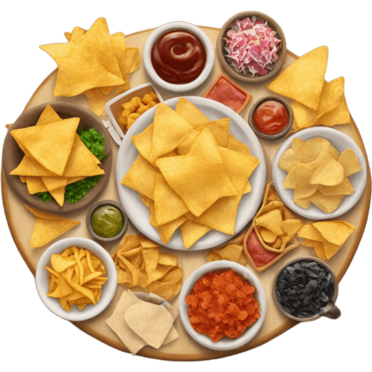 table with salty snacks, chips, nachos, etc. emoji