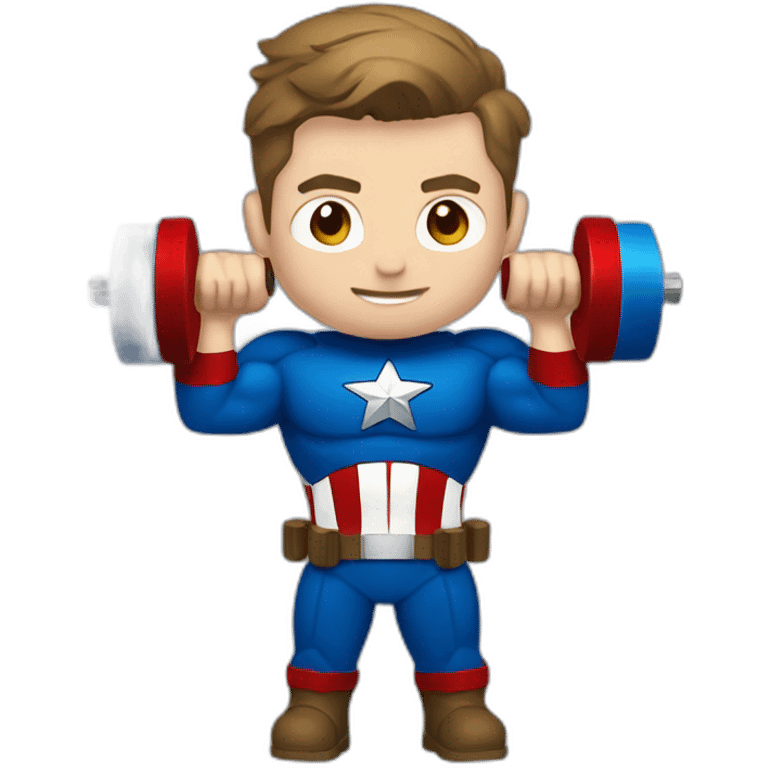 Captain America holding dumbbells  emoji