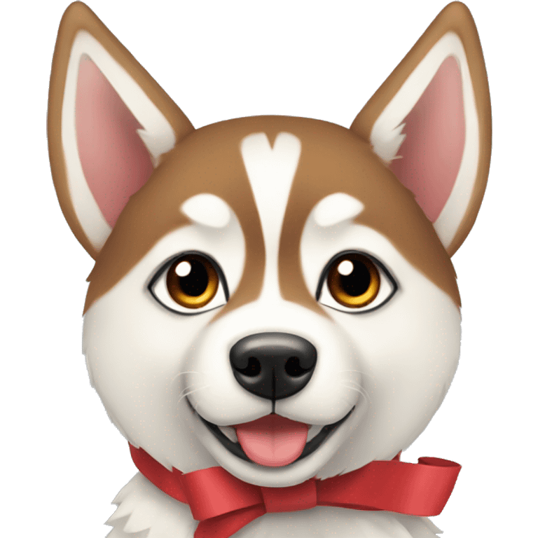 Red Siberian husky with bows emoji