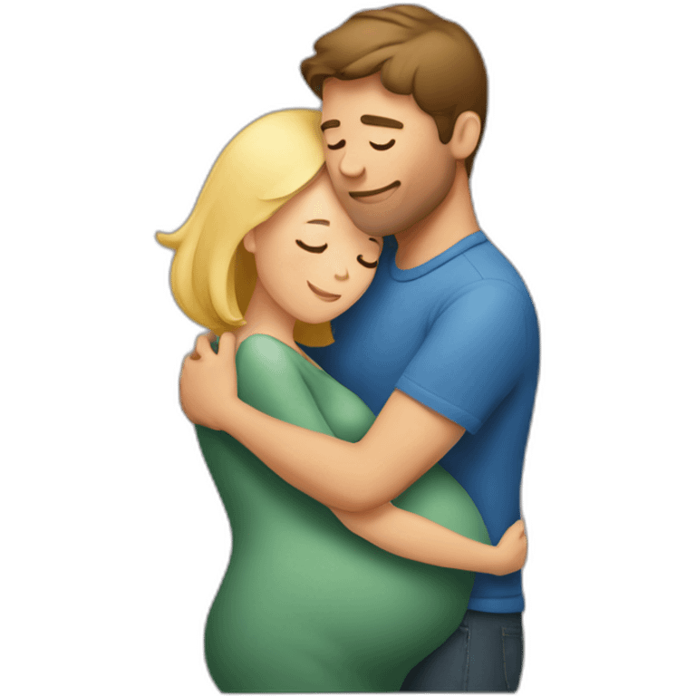 Man hugging pregnant woman emoji