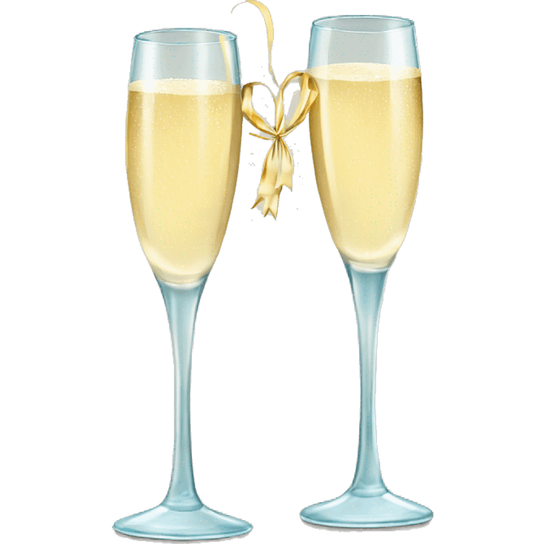 Champagne glasses with bow on stem toasting  emoji