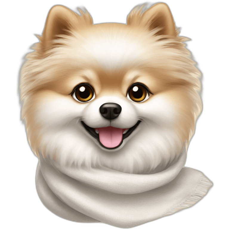 Pomeranian white scarf emoji