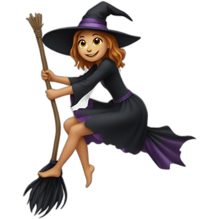 halloween young witch on a broom emoji