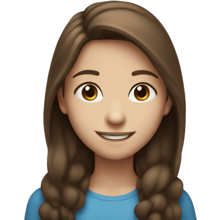 smiling girl with brown hair and blue eyes emoji