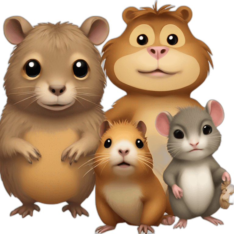 Capybara, Horned-owl, hamster, and baby-monkey emoji