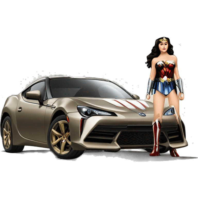 Linda Carter as WW2 Wonder Woman’s Long wheelbase widened ground effects Scion FR-S hypercar emoji