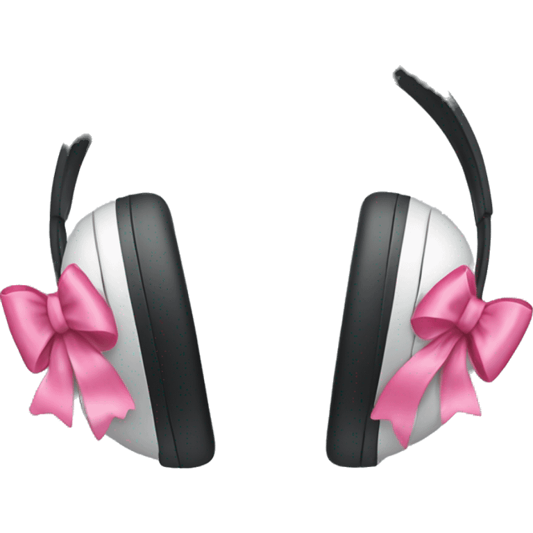 Apple headphones with a pink bow emoji