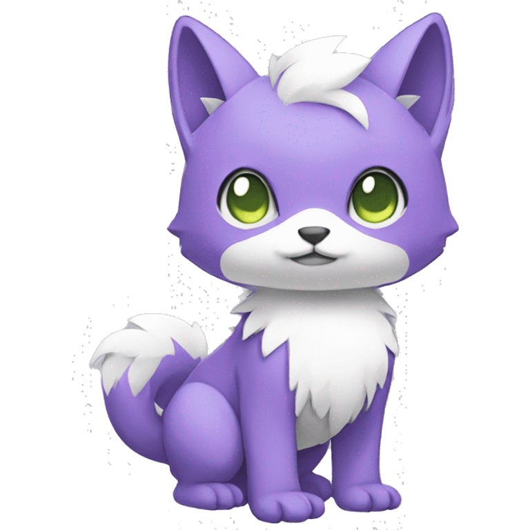 Cute cool purple white lime animal hybrid Fakemon full body emoji