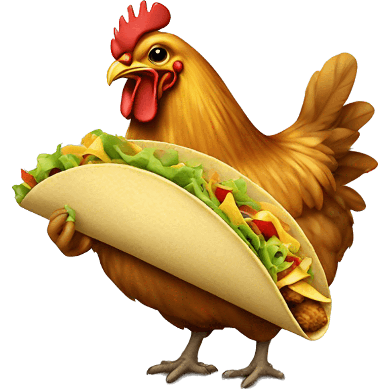 Chicken eating taco emoji