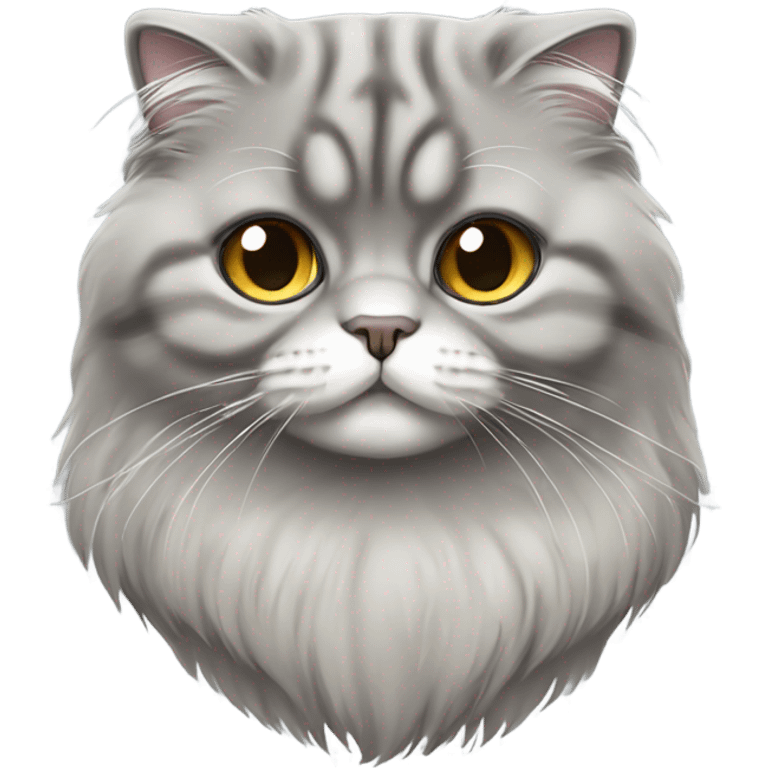 gray scottish fold long-hair cat emoji