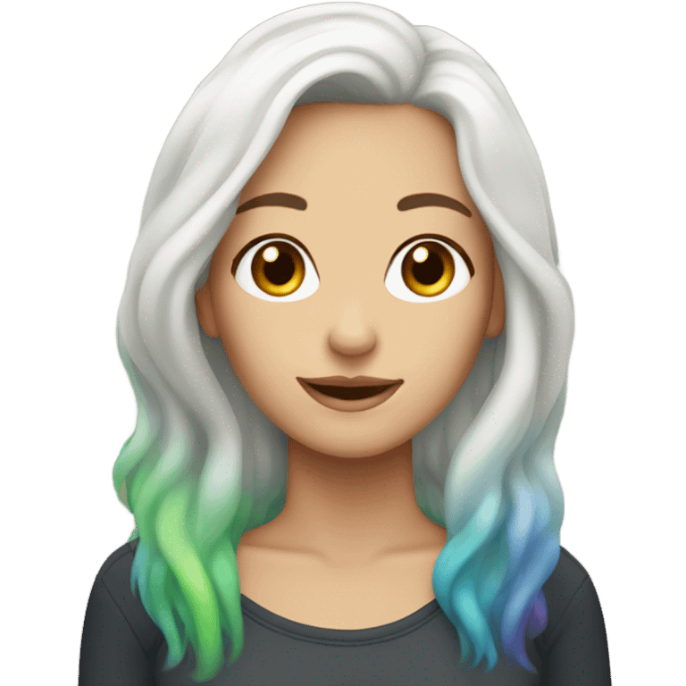 White woman with rainbow hair emoji