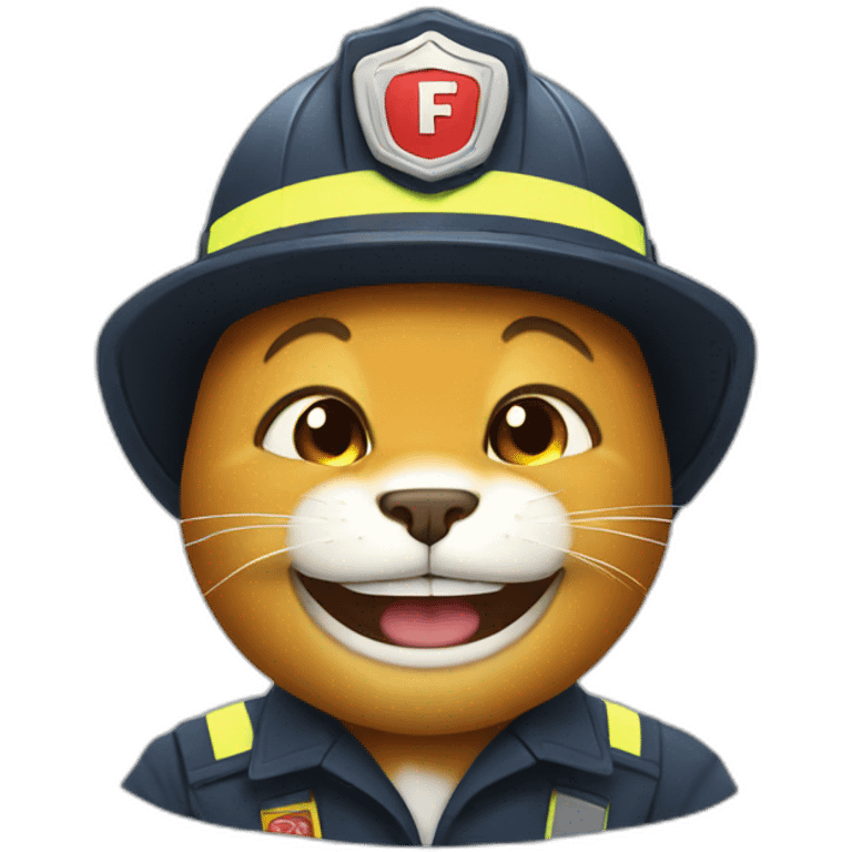 Laughing cats wear firefighter uniforms emoji