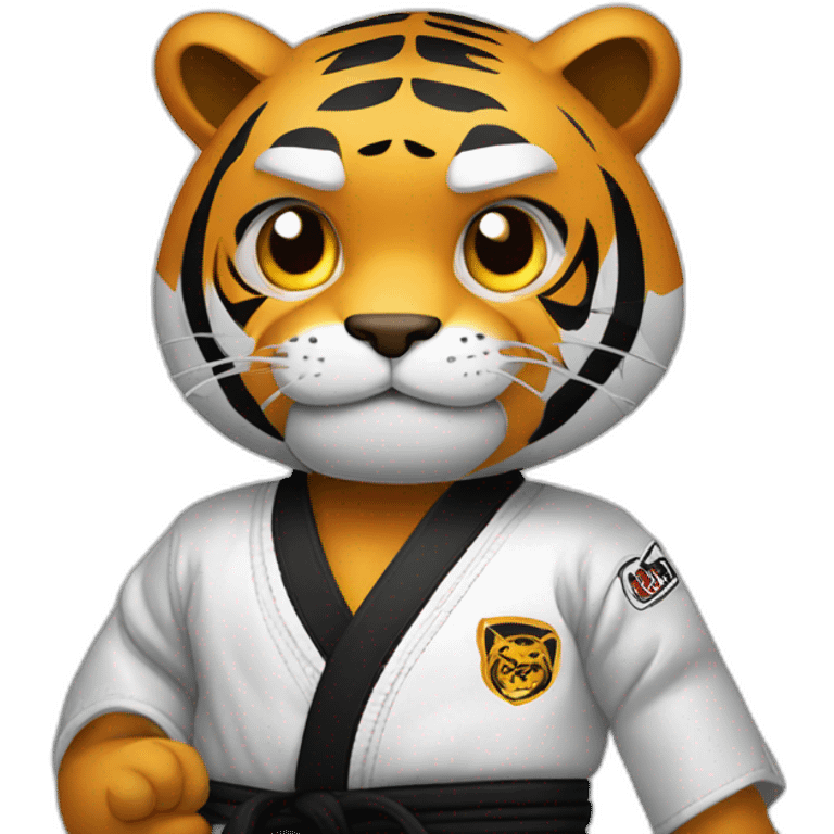 Tiger with evil face  jiu-jitsu black belt with his arms crossed emoji