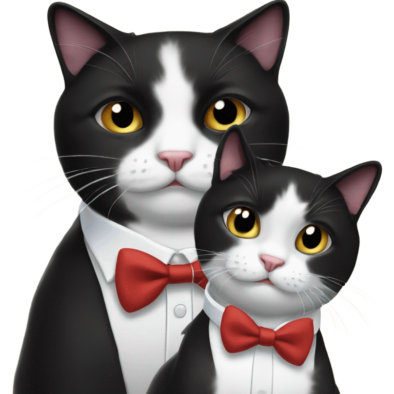 3 different black and white tuxedo cats emoji