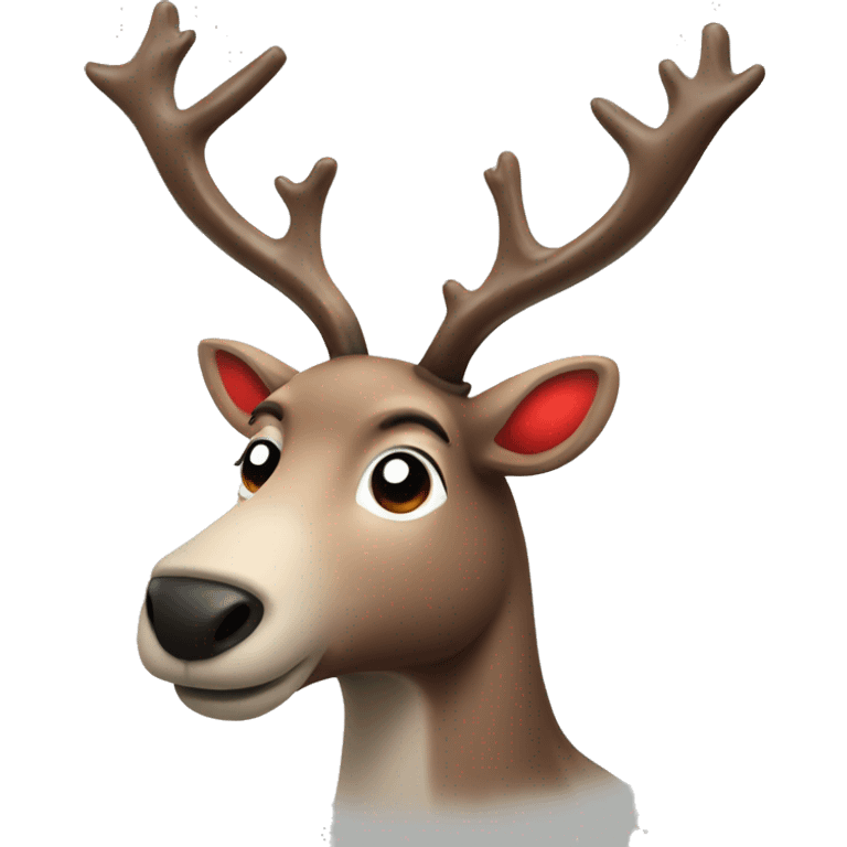 Reindeer with a glowing red nose emoji