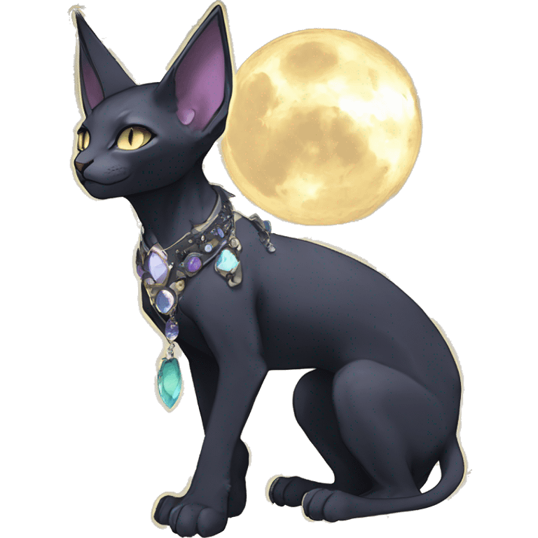 cool punk kawaii anime edgy distinguished ethereal elegant beautiful fantasy black ethereal fantasy nargacuga-Noivern-sphynx-Quiana-Fakemon collar harness moon jewels full body emoji