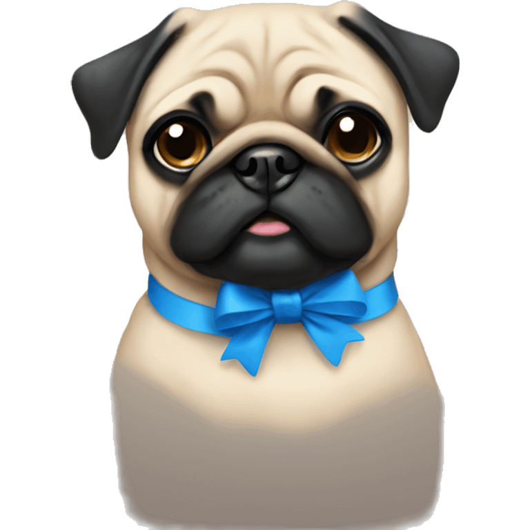 Pug with a blue bow  emoji