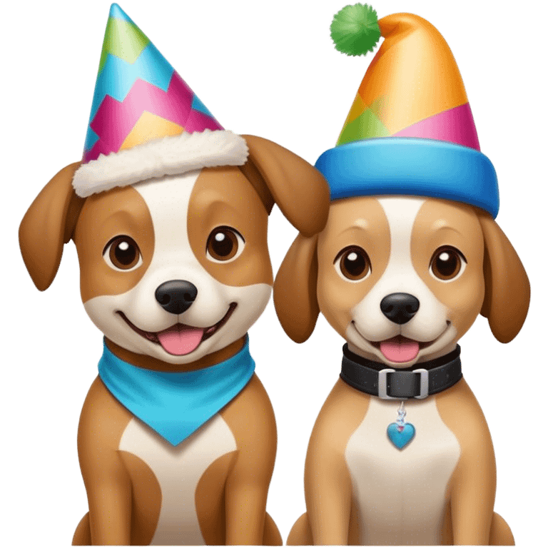 2 dogs snowboarding birthday emoji