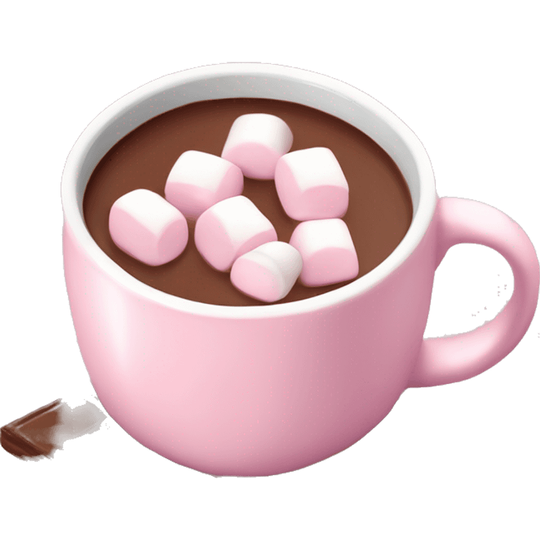 Light Pink mug of hot chocolate with marshmallows  emoji