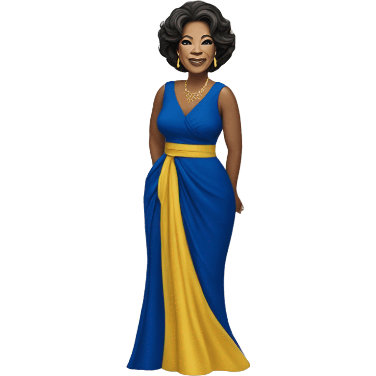 Oprah Winfrey yellow gold and royal blue dress emoji