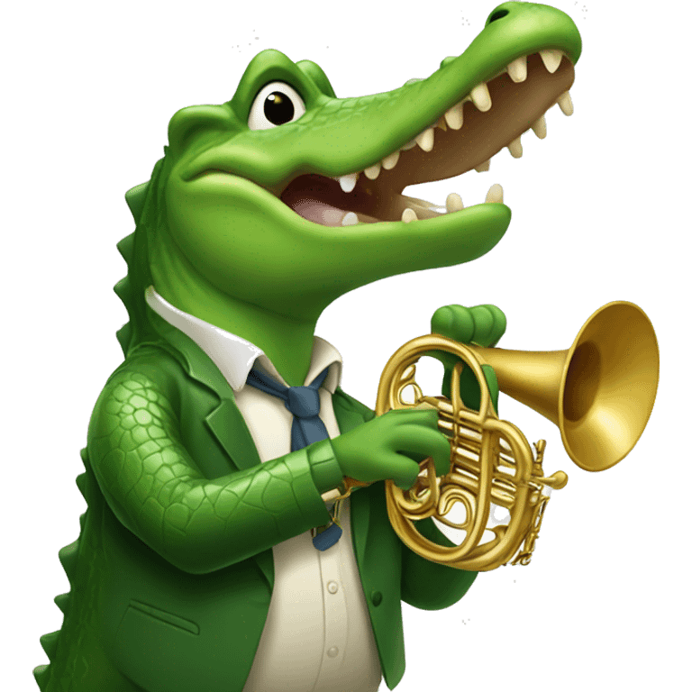 Alligator with French horn emoji